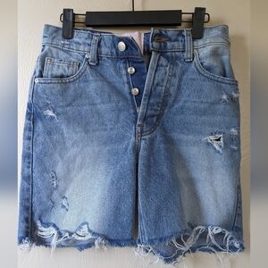 REVICE Denim Short, High Waist, Raw Hem, size 25